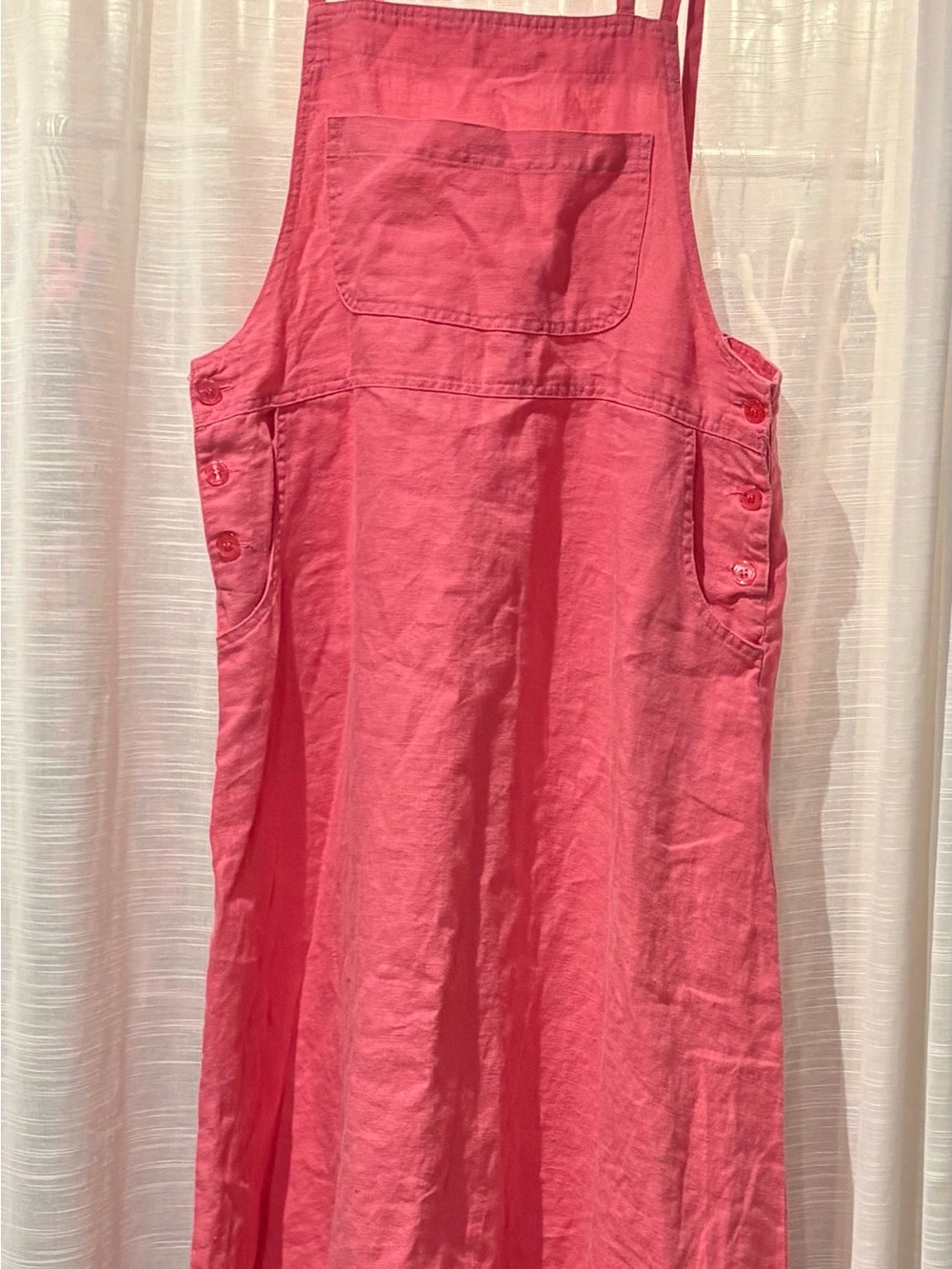 Pink Linen-Blend Pinafore Dress